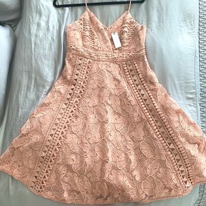 Anthropologie pink embroidered dress